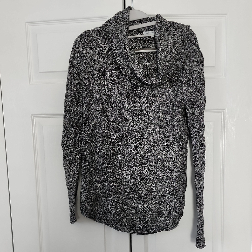 Eight Eight Eight Black and White Cowl Neck Sweater